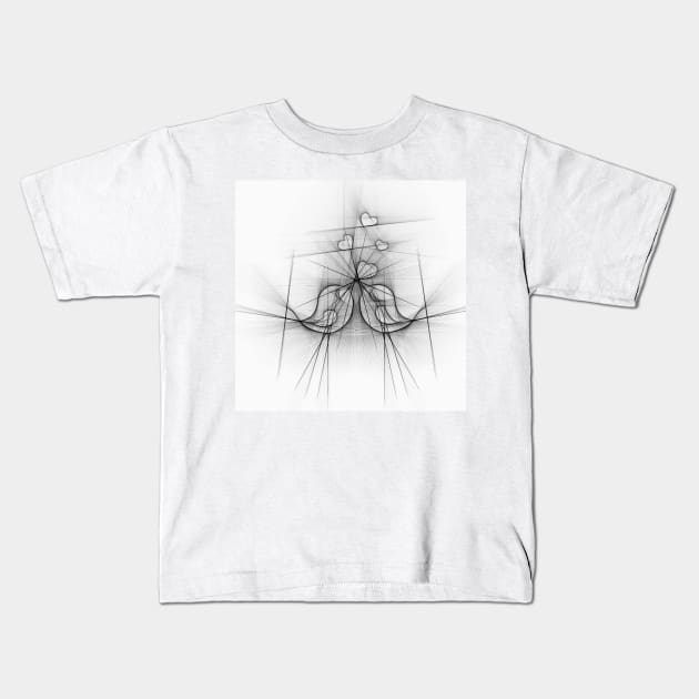 Line Drawing Love Birds Kids T-Shirt by Hudkins